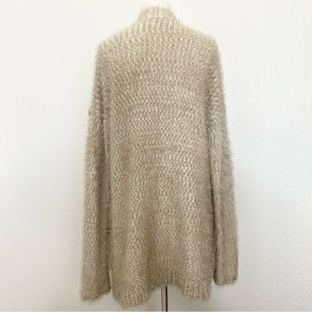 EXPRESS Fuzzy Beige Cardigan Sweater - Picture 2 of 5